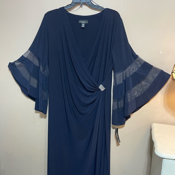 R&M Richards Navy Long Sleeve Dress - Picture 3 of 8